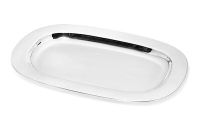 Svend Weihrauch: A large sterling silver serving dish. Made and marked by Frantz Hingelberg, Aarhus. L. 55.8 cm. A large sterling silver serving dish. Made and marked by Frantz Hingelberg, Aarhus, 32010. Made 1948-1971. Designed 1949. Weight 2218 g. H. 3 cm. W. 35.3 cm. L. 55.8 cm.