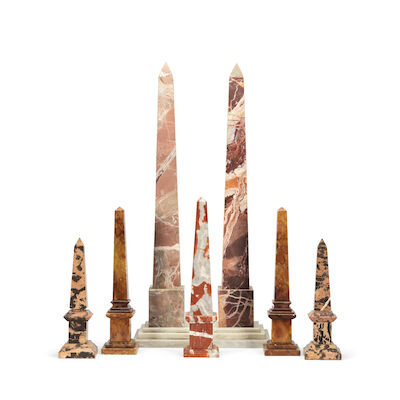 A group of seven marble obelisks Early 20th century and later (7)