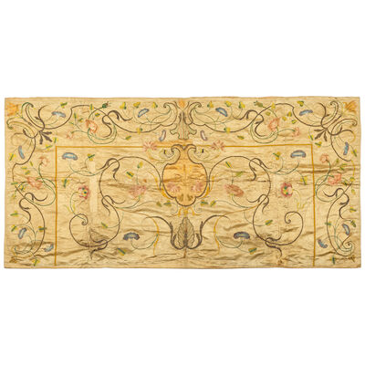 An embroidered altar frontal of ivory satin Italian, early 18th century