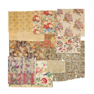 A large selection of floral printed linen and chintz 19th century and later ((11))