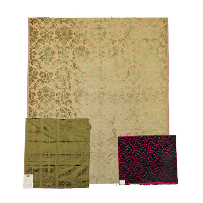 A large panel of green cut velvet, together with two further panels 20th century ((3))