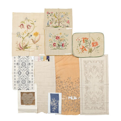 A selection of embroidered and needlework panels Early 20th century and later ((10))