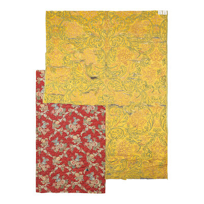 A joined panel of golden yellow silk Continental, 17th / 18th century ((2))