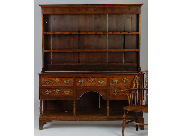 An early 19th Century oak high dresser,</r> 201 x 169 x 40.5cm.
