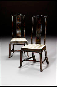 A pair of early 18th C. black and gilt j