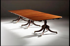 three pedestal dining table with middle