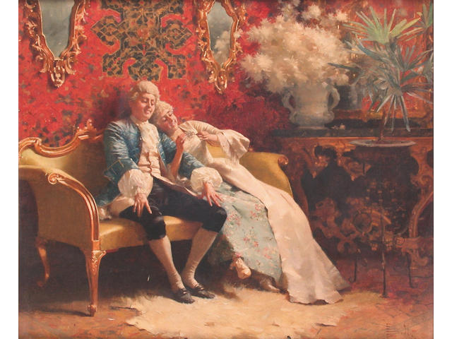 Paolo Bedini (Italian 1844-1924) A game of 'He Loves Me.' 27 x 32.5 cm.