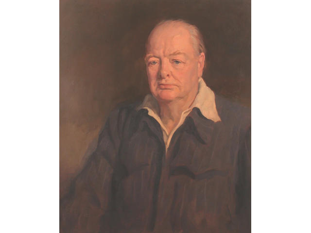 Amy Katherine Browning (1882-1978) after Oswald Birley Portrait of Winston Churchill 71 x 61 cm