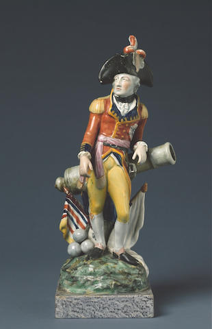 A Rare Pearlware Figure of the Duke of York circa 1800 31cm., (right hand replaced, other minor damage)