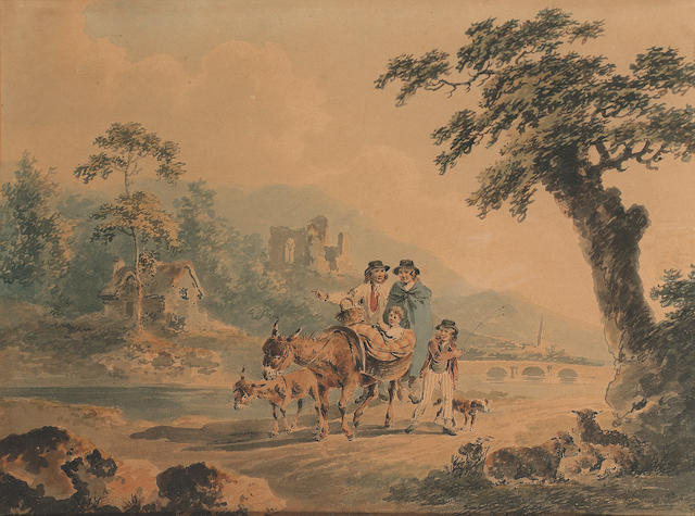 Peter la Cave (British, 1769-1810) Going to market 10 x 13.5 in. (25.4 x 34.2 cm.)