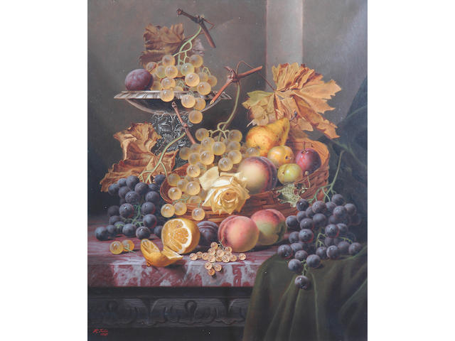 Henry George Todd (1846-1898) A Still Life of Fruit on a Ledge 61 x 50cm. (24 x 19 3/4in.)