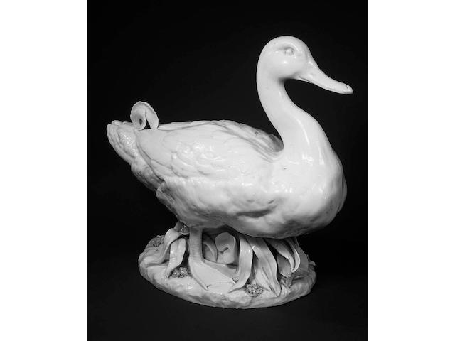 A pair of 19th century Continental blanc de chine porcelain models of ducks 43 x 46cm.