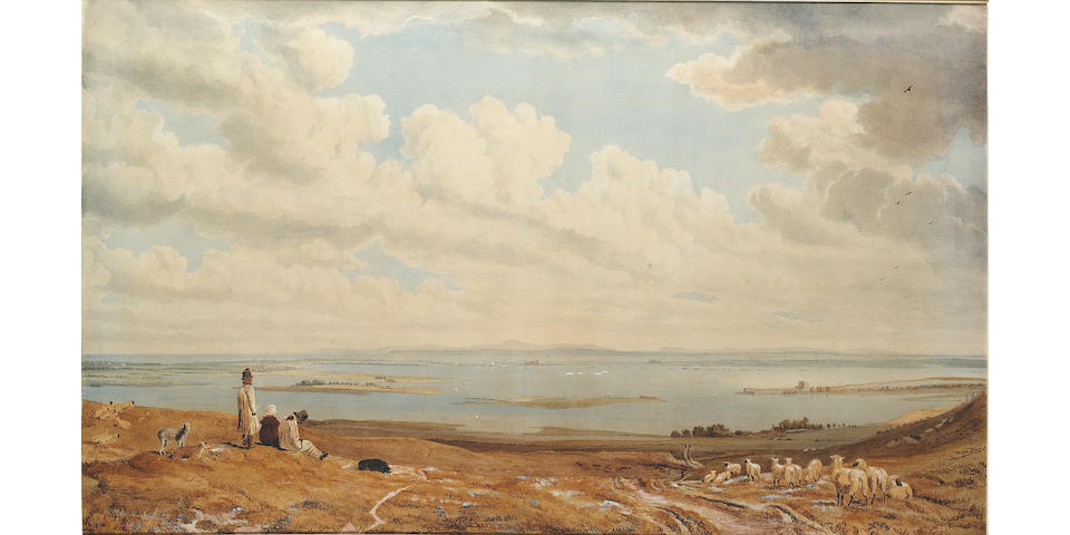William Turner of Oxford (British, 1789-1862) Portsmouth Harbour and the Isle of Wight from Portsdown Hill 61 x 101.6 cm. (24 x 40 in.)