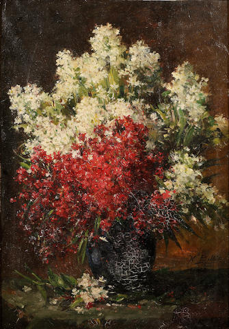 Hubert Bellis (Belgian 1831-1902) Vase de fleurs 80 x 56.5 cm. (31 1/2 x 22 1/4 in.)
