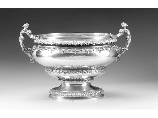 A large silver two-handled tureen / wine cooler, by Carrington & Co., London 1913,