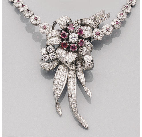 A Ruby and Diamond Necklace,