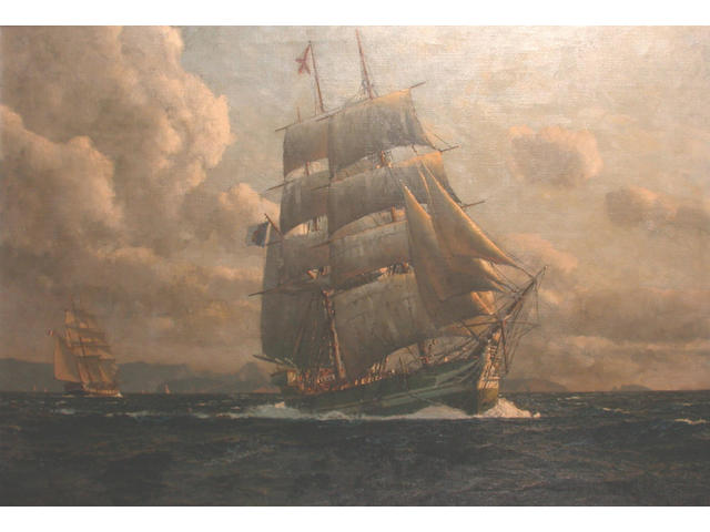 Michael Zeno Diemer (German, 1867-1939) On the open sea 100.3 x 144.8cm