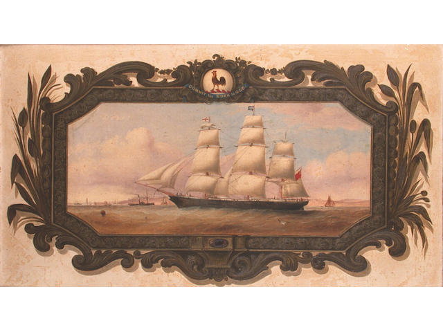 English School, 19th Century Portrait of a full-rigged ship, probably the 'Slieve Donard', off Liverpool 36.9 x 65.2cm