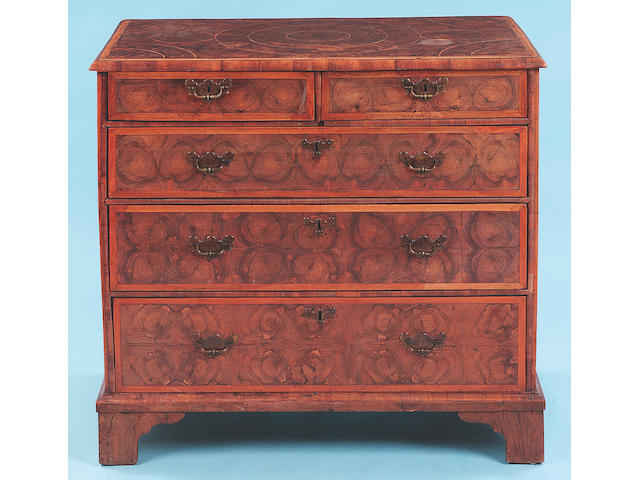 An early 18th Century oyster laburnum and banded chest, <I>94cm.</I>