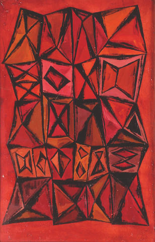 John Banting (British, 1902-1972) Composition in Red and Orange 58 x 38 cm.