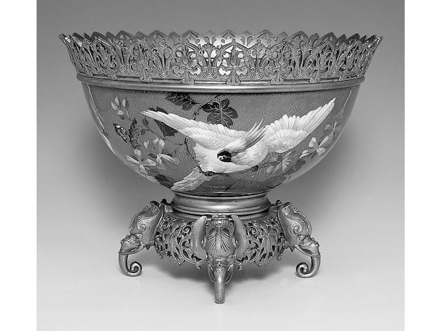 A large French porcelain and gilt metal mounted bowl,