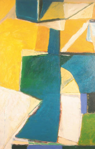 Frank Beanland (British, b.1936) Sea Green, Blue and Yellow 80 x 122 cm.