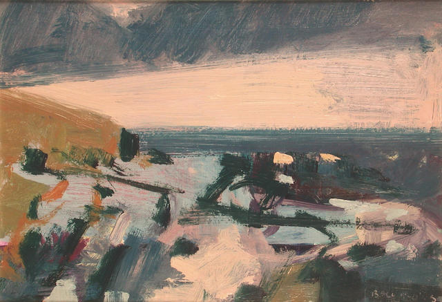 Brian Ballard (British, b.1943) Sea and Rocks, Blue 25 x 36 cm.