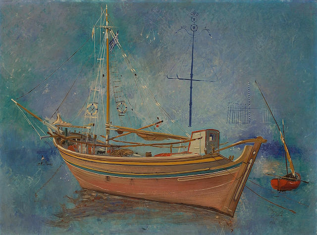 Spyros Vassiliou (Greek 1902-1985) Aegina 54.5 x 73 cm. (21 &#189; x 28 &#190; in.)