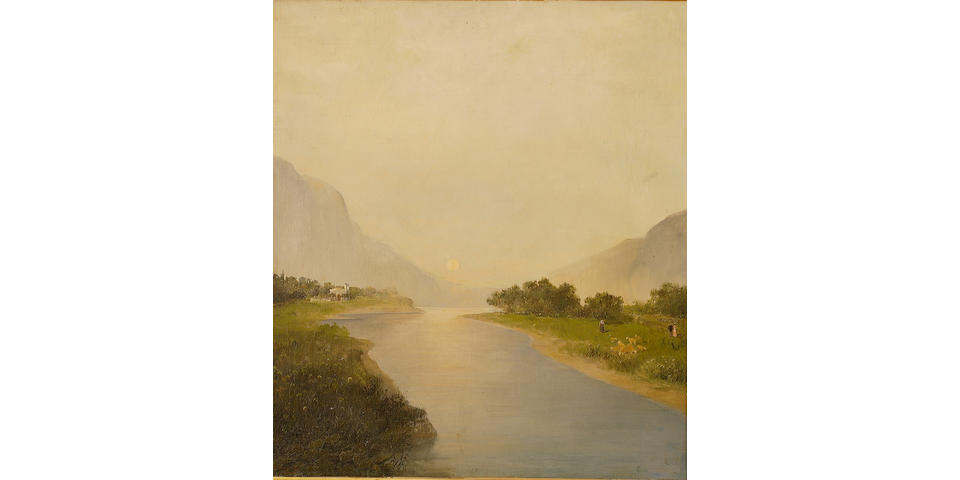 Constantinos Volanakis (Greek 1837-1907) Before dusk 67.5 x 60 cm. (26 &#189; x 23 5/8 in.)