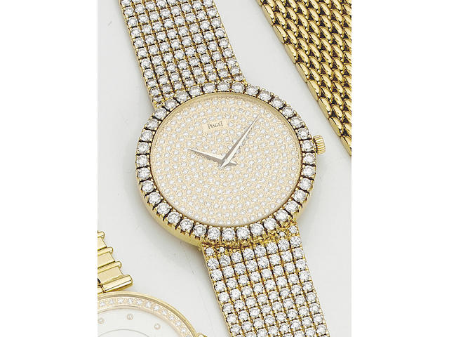 Piaget. A diamond set 18ct gold automatic dress watch the case nmbered 12336 recent 34mm