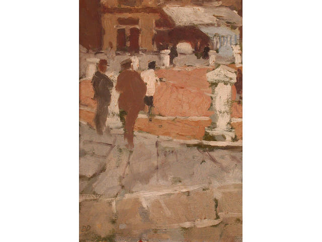 Bernard Dunstan (British, b.1920) The Campo, Siena 30 x 22 cm.