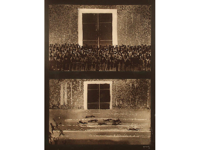 Juan Genoves (Spanish, b.1930) Untitled 69 x 49 cm.