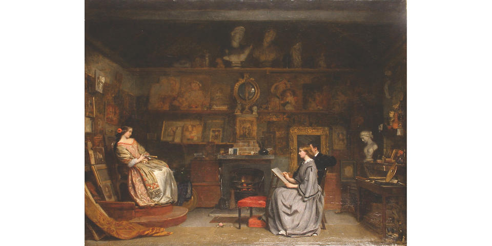 Attributed to James Digman Wingfield (British, 1832-1872) The art teacher,  49.3 x 65cm