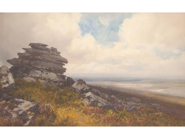 Frederick John Widgery (British, 1861-1942) West Mill Tor, Dartmoor 28.5 x 47 cm.
