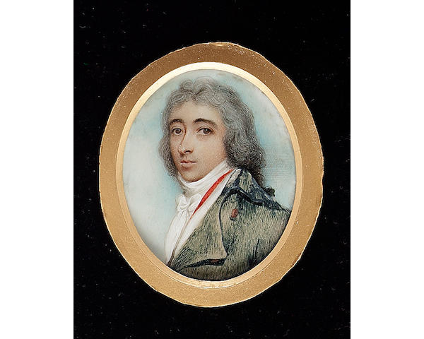 Andrew Plimer, A Gentleman, called Charles Cumberland, wearing blue-green coat, red-lined white waistcoat and white cravat, his hair powdered and worn en queue