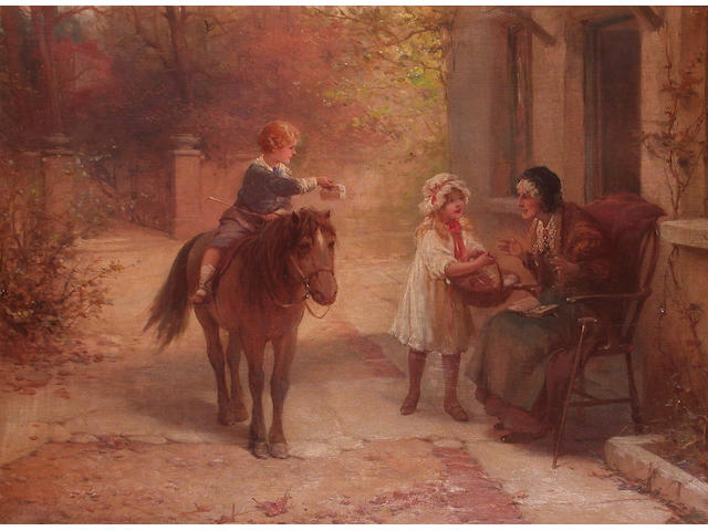 Alexander Rosell (British, 1859-1922) Presents for Grandma 54.7 x 75cm