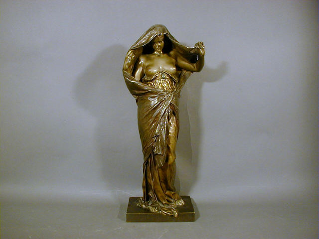 Louis Ernest Barrias, circa 1900 'Nature Revealing Herself to Science', A Patinated Bronze Figure 43.5cm high, signed 'E.Barrias' in cast