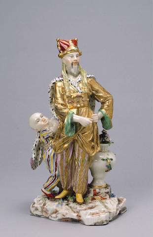 A Ludwigsburg Figure Group of a Chinese Mandarin and Boy circa 1766
