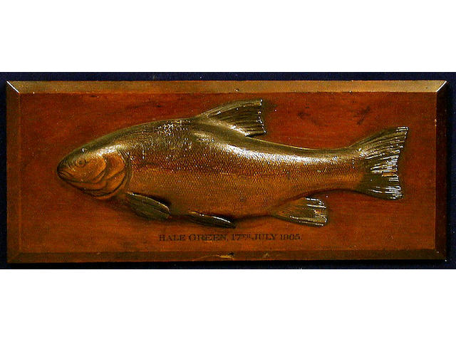 A Farlow's finely carved and painted half block Tench, inscribed: Hale Green 17th July 1905, 49cm x 20cm, some tail and lower fin damage.