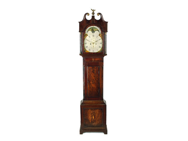 A mid 19th century mahogany and line inlaid longcase clock J&R Roper Oakbill Midsomer Norton 219cm