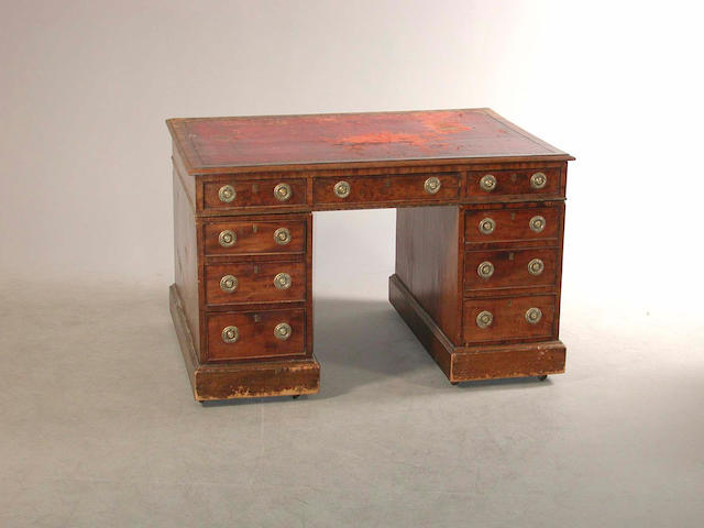 A late 19th century mahogany partners desk