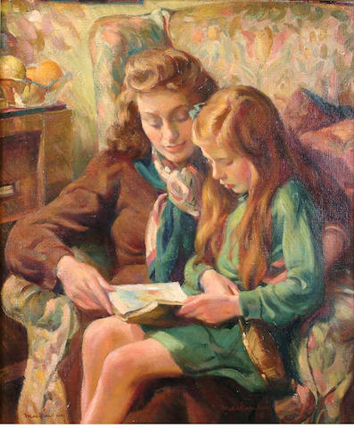 Miguel Mackinlay (Spanish, 1895-1958) Laurie and Theresa, the artisit's daughters 61 x 51 cm.