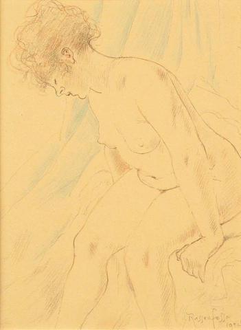 Andre Louis Armand Rassenfosse (Belgian, 1862-1934) Seated Female Nude unframed 25.5 x 22 cm.