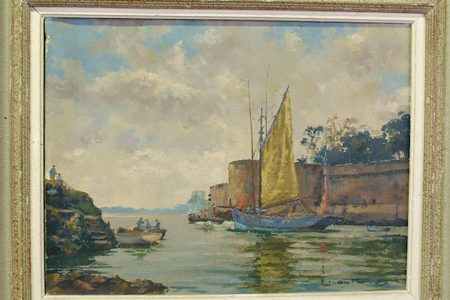 Leo Pernes (French, 19th/20th Century) French Harbour Scene 46 x 60 cm.