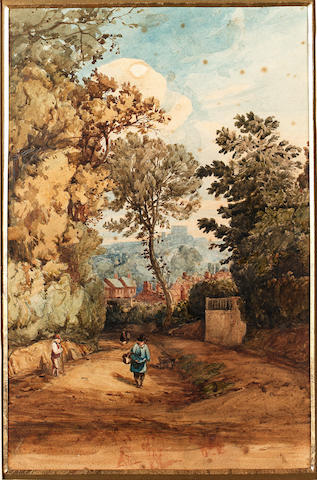 John Joseph Cotman (British, 1814-1878) Norwich from the North Walsham road 29.2 x 19 cm. (11 1/2 x