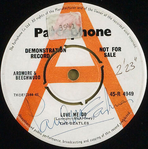 Bonhams A Demonstration Single For The Beatles Love Me Do P S I Love You Autographed By Paul Mccartney Bonhams A Demonstration Single For The Beatles Love Me Do P S I Love You Autographed By Paul Mccartney