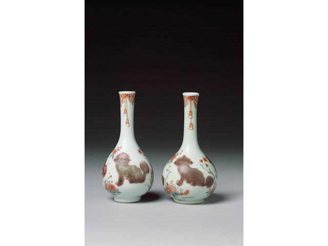 A pair of small bottle vases circa 1700-20