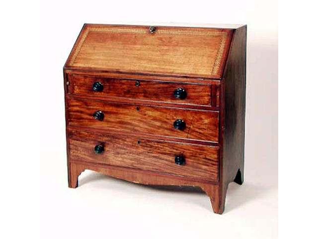 A George III mahogany bureau, 100cm wide.
