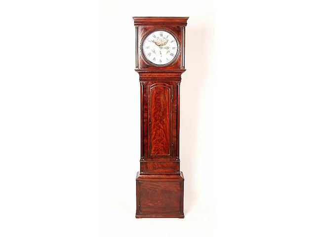 A mahogany cased thirty hour longcase clock with rolling moon, Thomas Wheeler, Dartmouth, 200cm high. See Illustration.