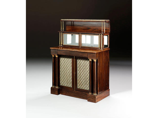 A Regency rosewood chiffonier/collectors cabinet